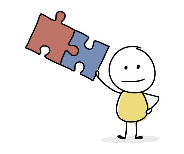 带拼图的Stickman - resolution概念。向量图片下载