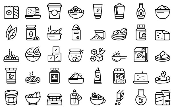 食品替代品图标轮廓矢量图：代糖品图片下载