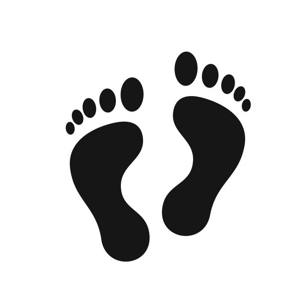 白色背景上孤立的黑色脚印图片下载