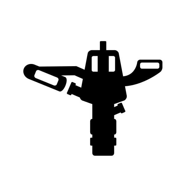 灌溉喷头浇灌草坪或作物，矢量插图图片下载