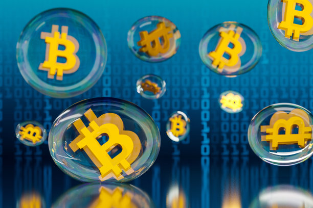 肥皂泡里有比特币符号。图片下载