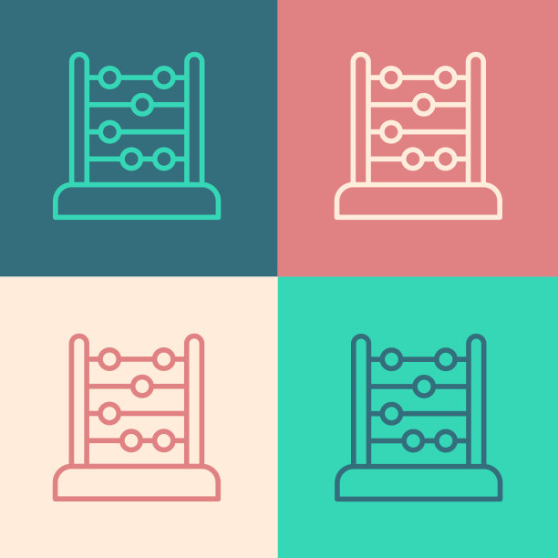 波普艺术线算盘图标孤立的颜色图片下载