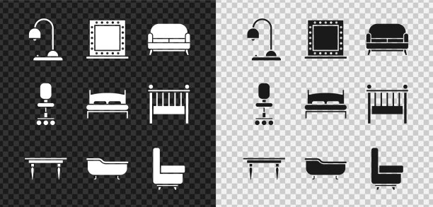 台灯、化妆镜、灯饰、沙发图片下载