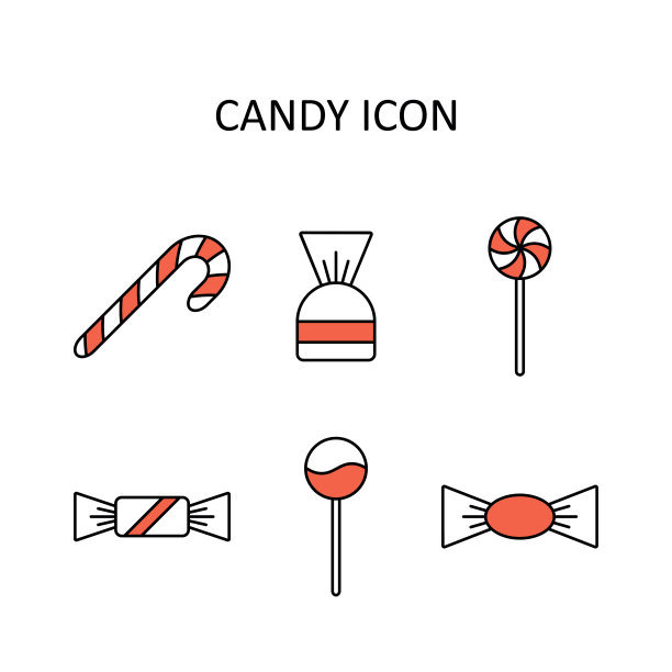 矢量插图与糖果图标。图片下载