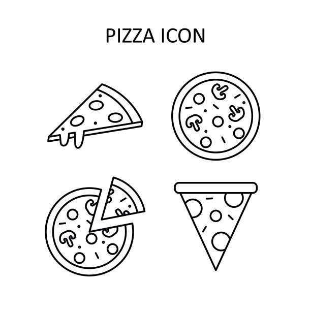 矢量插图与比萨图标。图片下载
