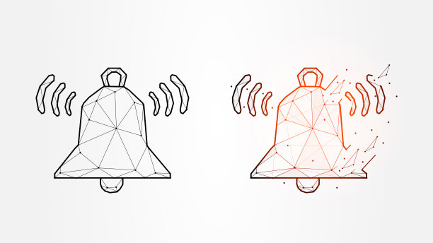 多边形矢量插图通知消息铃声，警报或警报横幅或模板图片下载