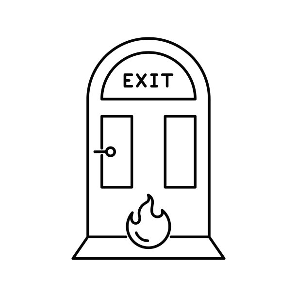 紧急消防出口门图标向量图片下载