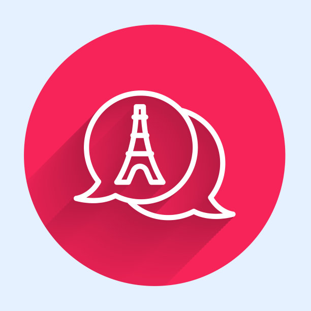 白线埃菲尔铁塔图标与长隔离图片下载