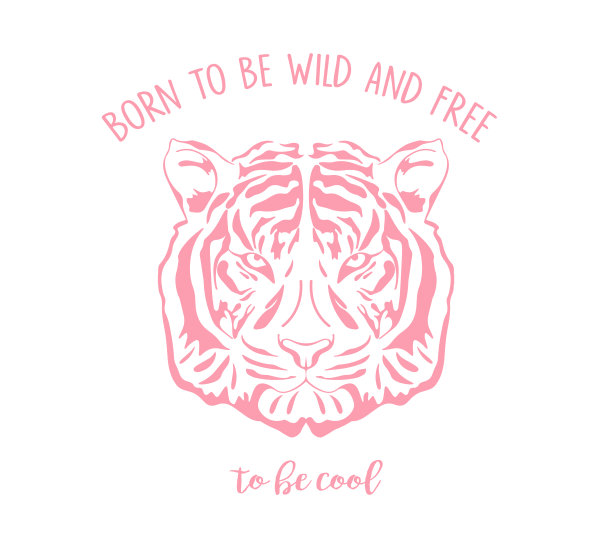装饰标语与老虎插图，矢量设计时尚和海报印刷图片下载