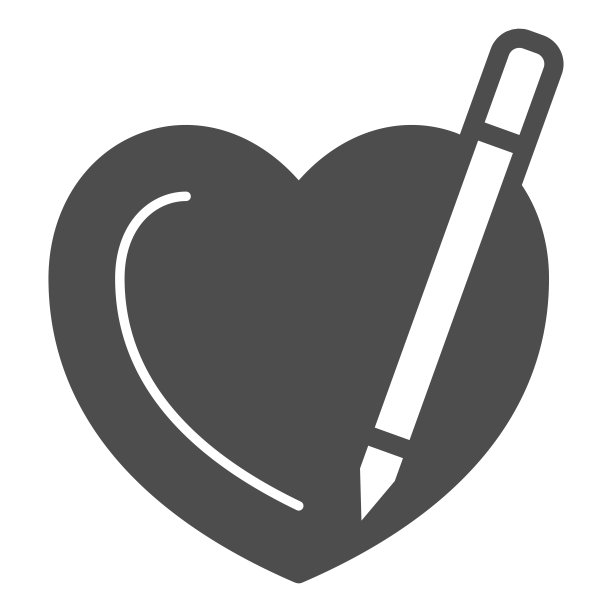 心和铅笔，钢笔画一个心固体图标，约会概念，爱，情人矢量标志在白色背景上，字形风格图标的移动概念和网页设计。矢量图形。图片下载