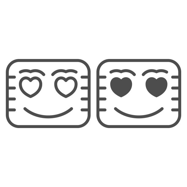 情书与心的眼睛，笑脸线和固体图标，约会概念，爱信息矢量标志在白色背景，轮廓风格图标的移动概念和网页设计。矢量图形。图片下载