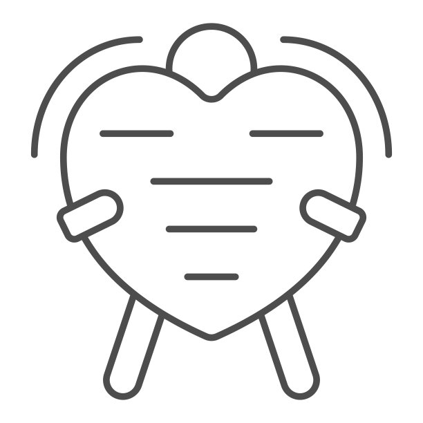男人拿着大红心明信片细线图标，约会概念，爱情，情人节矢量符号在白色背景上，移动概念和网页设计的轮廓样式图标。矢量图形图片下载