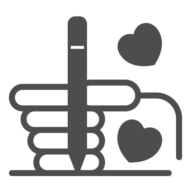 用心形图标写情书，约会概念，写浪漫的明信片矢量标志在白色背景，字形风格图标的移动概念和网页设计。矢量图形。图片下载