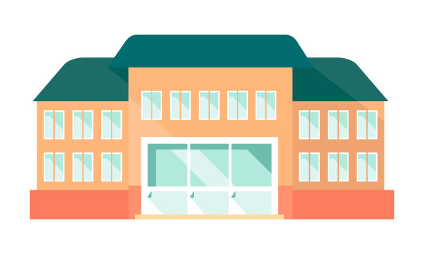 有三扇门的校舍。图片下载