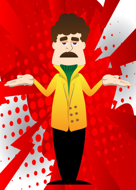 冬天穿衣服的男人耸肩，表示不知道的手势。图片下载