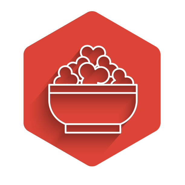 白线村舍奶酪图标孤立与长影子。健康食品中必需的维生素和矿物质医疗、保健和饮食观念。红色的六角按钮。向量图片下载