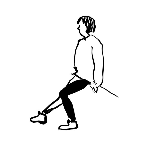 坐着的女孩。女性手绘人物图片下载