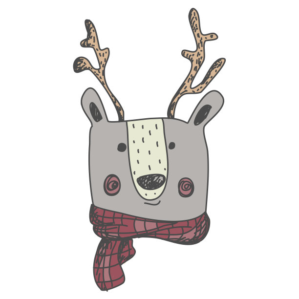 手绘鹿头与角图片下载