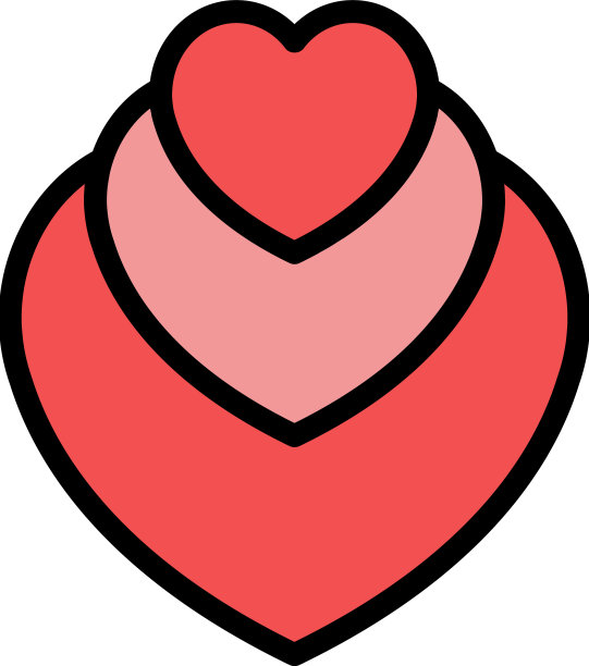 三颗心图标颜色轮廓图片下载