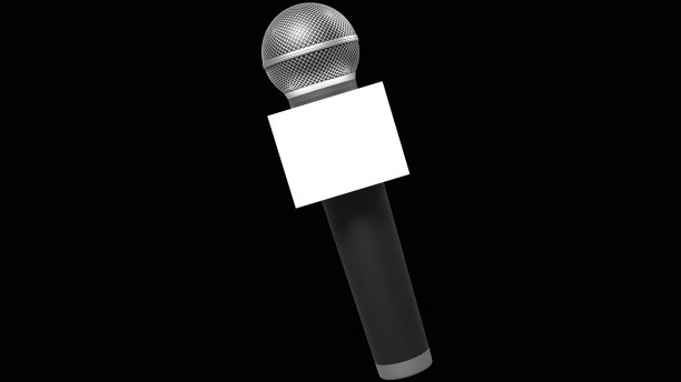 3D渲染麦克风新闻黑色背景图片下载