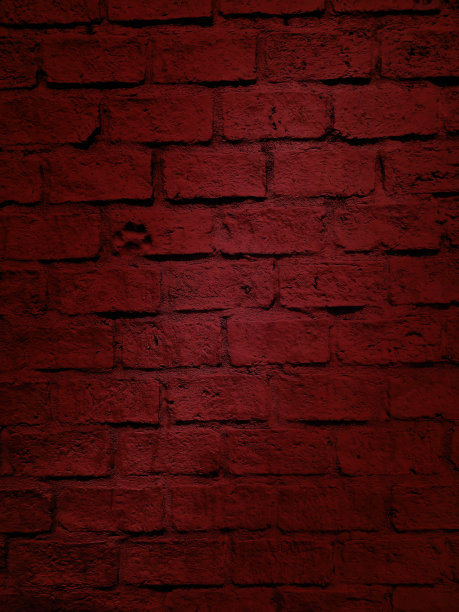 近距离拍摄暗红色凹凸不平的砖纹墙面上印有狗的脚印。人造石材砖墙肌理阁楼，工业概念设计。高给出图像。图片下载