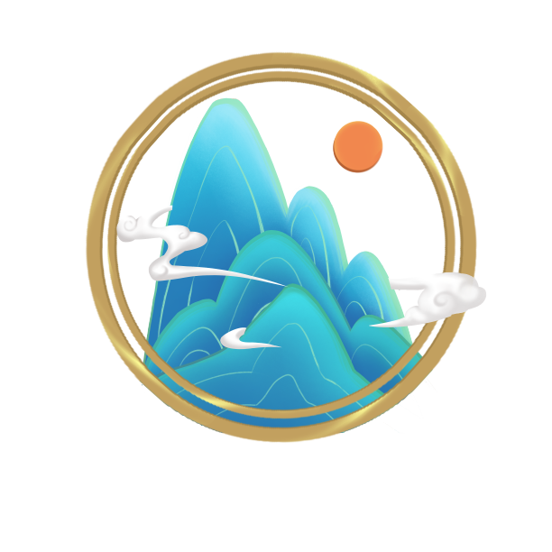 炫丽蓝色立体山水素材画图片下载