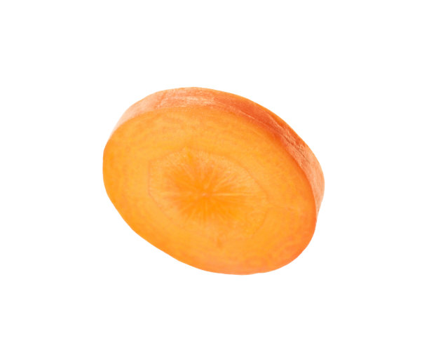 新鲜成熟的胡萝卜片分离在白色图片下载