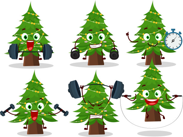 一棵健康的圣诞树卡通风格的尝试图片下载