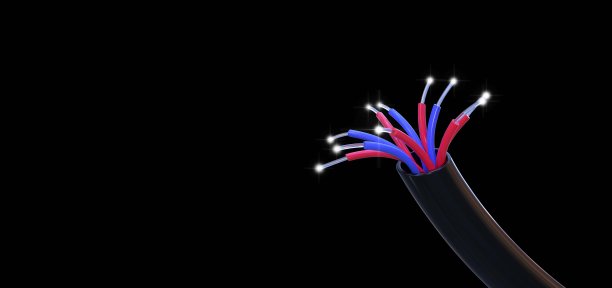 光纤电缆隔离在黑色背景3DCG图片下载