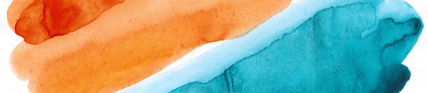 橙蓝绿水彩。孤立在白色背景上。橙色teal污渍。图片下载