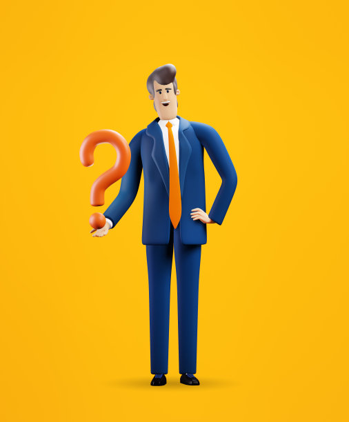 3 d渲染插图。商人举着问号。业务、银行、咨询、咨询、支持、创业理念。图片下载