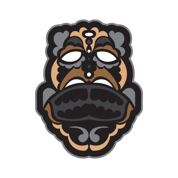 白色背景上的提基面具。适合印t恤、杯子、手机壳和纹身。孤立。矢量插图。图片下载