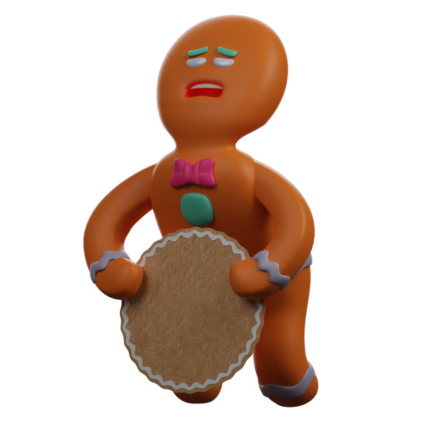 3D姜饼卡通插图试图破解饼干图片下载