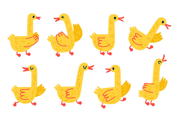 向量鹅。家禽涂鸦插图图片下载