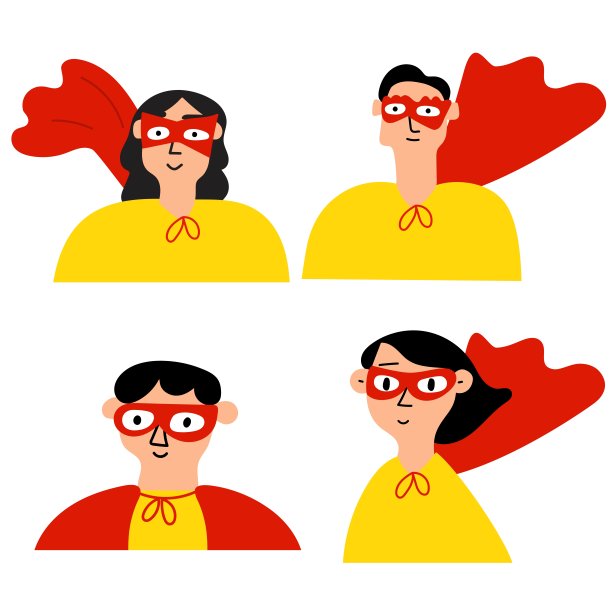 一群穿着超级英雄服装的人。图片下载