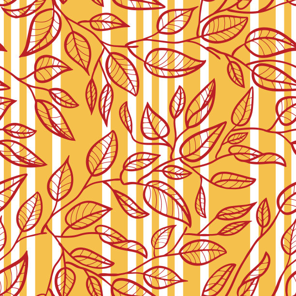 极简主义的叶线艺术插图作为无缝的表面图案设计图片下载