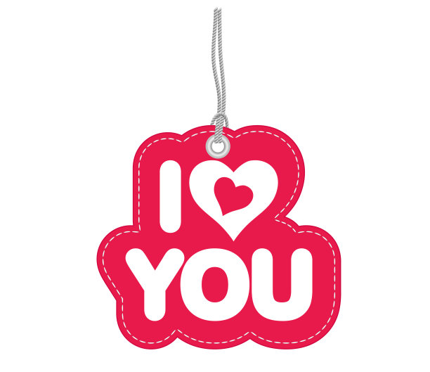 我爱你标签标签，矢量插图图片下载