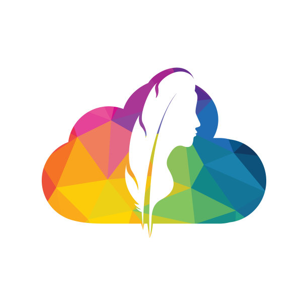 柔软美丽的女人和羽毛里面的云标志模板设计矢量。Spa和沙龙标志模板。图片下载