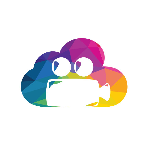 创意相机与云电影制作标志设计。图片下载