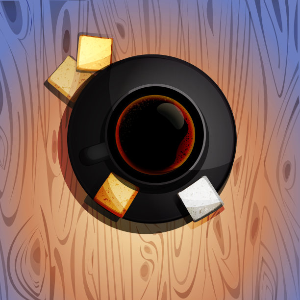 深色木质背景上的糖片咖啡杯。图片下载