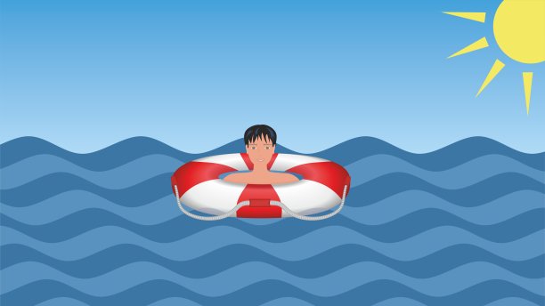 安全：漂浮在救生圈上图片下载
