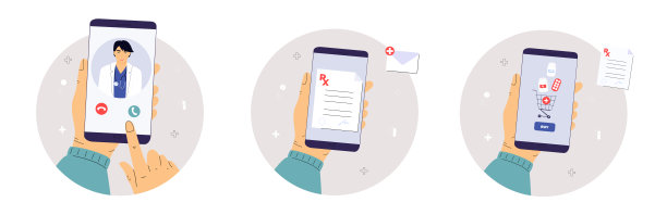 病人给亚洲医生打了一个视频电话。拿着听诊器的医务人员。网上药店。拿着智能手机买药。移动购药服务。图片下载