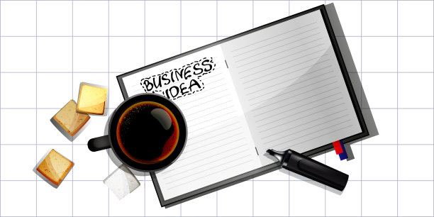 业务规划一杯咖啡，电话和手绘从孤立的白色背景。图片下载