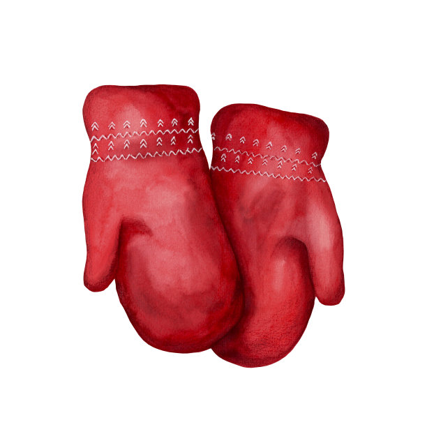 水彩可爱的手套。冬季配件。手绘插图孤立在白色背景。圣诞贺卡,明信片图片下载