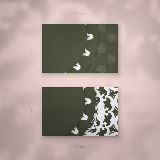 深绿色名片与古董白色装饰您的品牌。图片下载