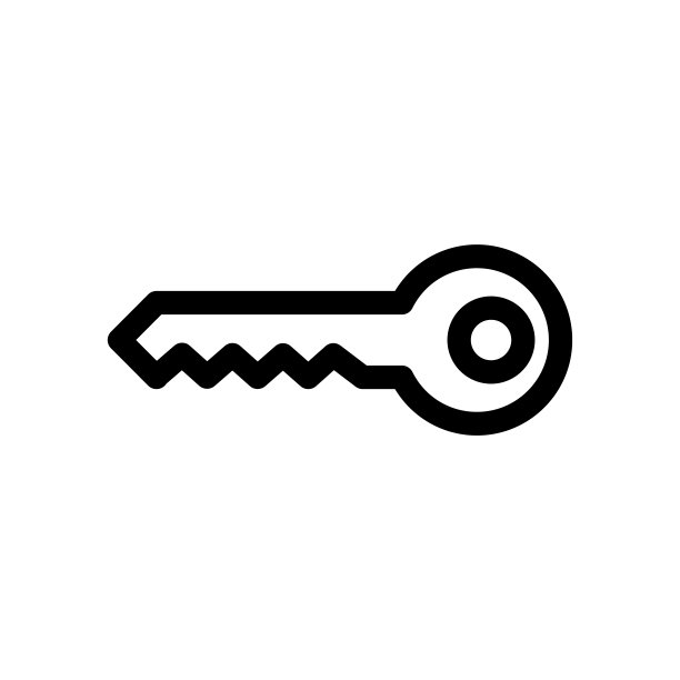 钥匙图标。黑色轮廓线轮廓。侧视图。矢量简单的平面图形插图。在白色背景上孤立的物体。隔离。图片下载