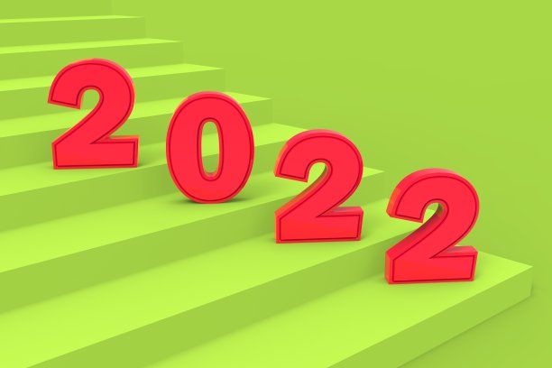 3D插图新年快乐2022图片下载