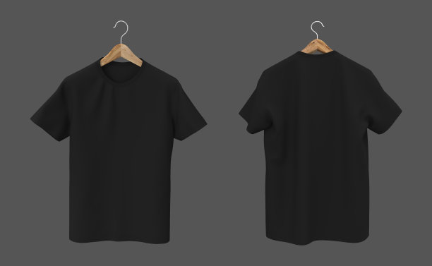 男士短袖t恤前模型，和后视图图片下载