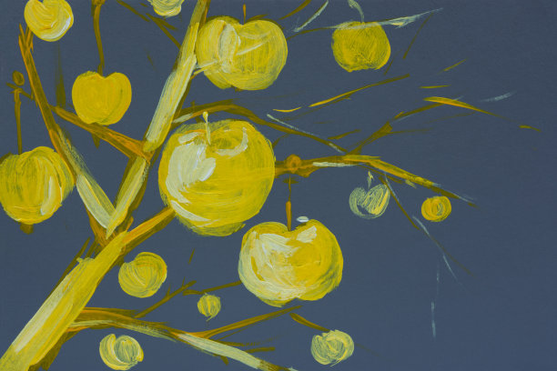 苹果是黄色的丙烯酸。图片下载