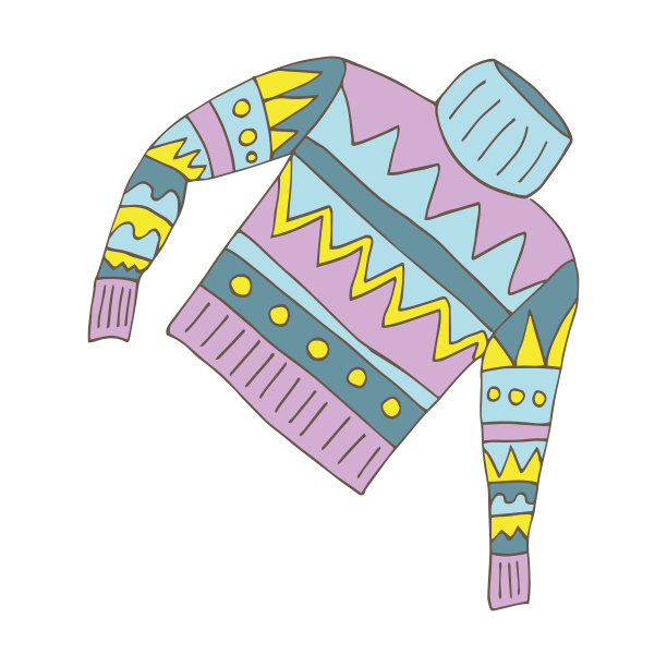 向量供应新的一年，围巾，毛衣，毡靴，手套，花环图片下载